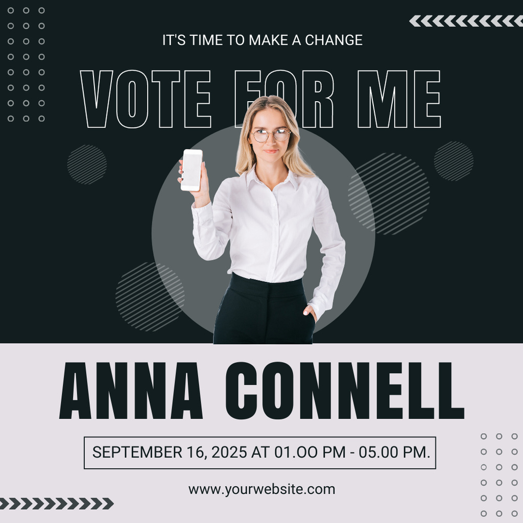 Cheerful Woman Election Candidate Instagram AD Design Template