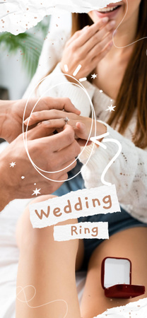 Venda alianças de casamento com caixas de veludo Snapchat Moment Filter Modelo de Design
