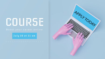 Ontwerpsjabloon van FB event cover van Aankondiging van een baantraining met laptop