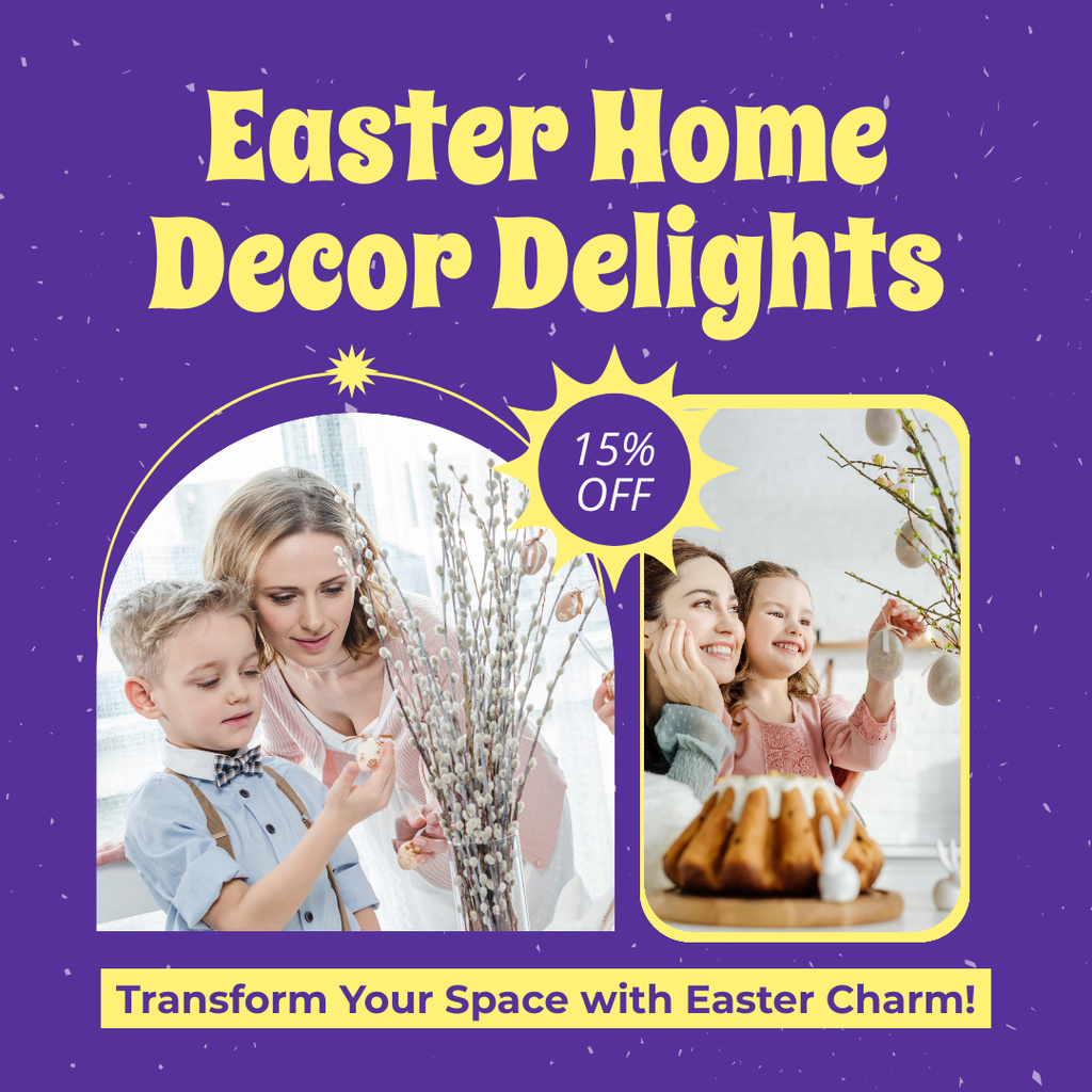 Modèle de visuel Easter Home Decor Delights Promo - Instagram AD