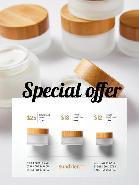 Natural Hand Cream Special Offer Poster US – шаблон для дизайну
