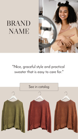Designvorlage Fashion Brand Ad with Customer's Testimonial für Instagram Story