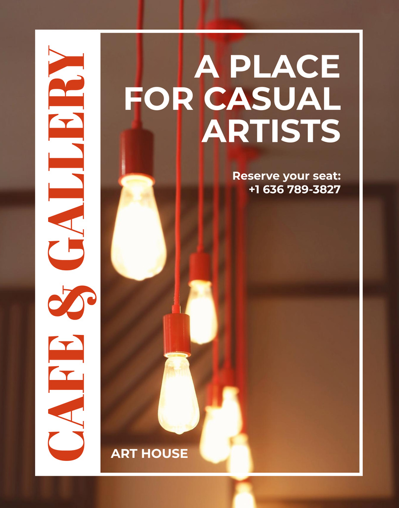 Artistic Cafe and Art Gallery Exhibition Announcement Poster 22x28in Tasarım Şablonu