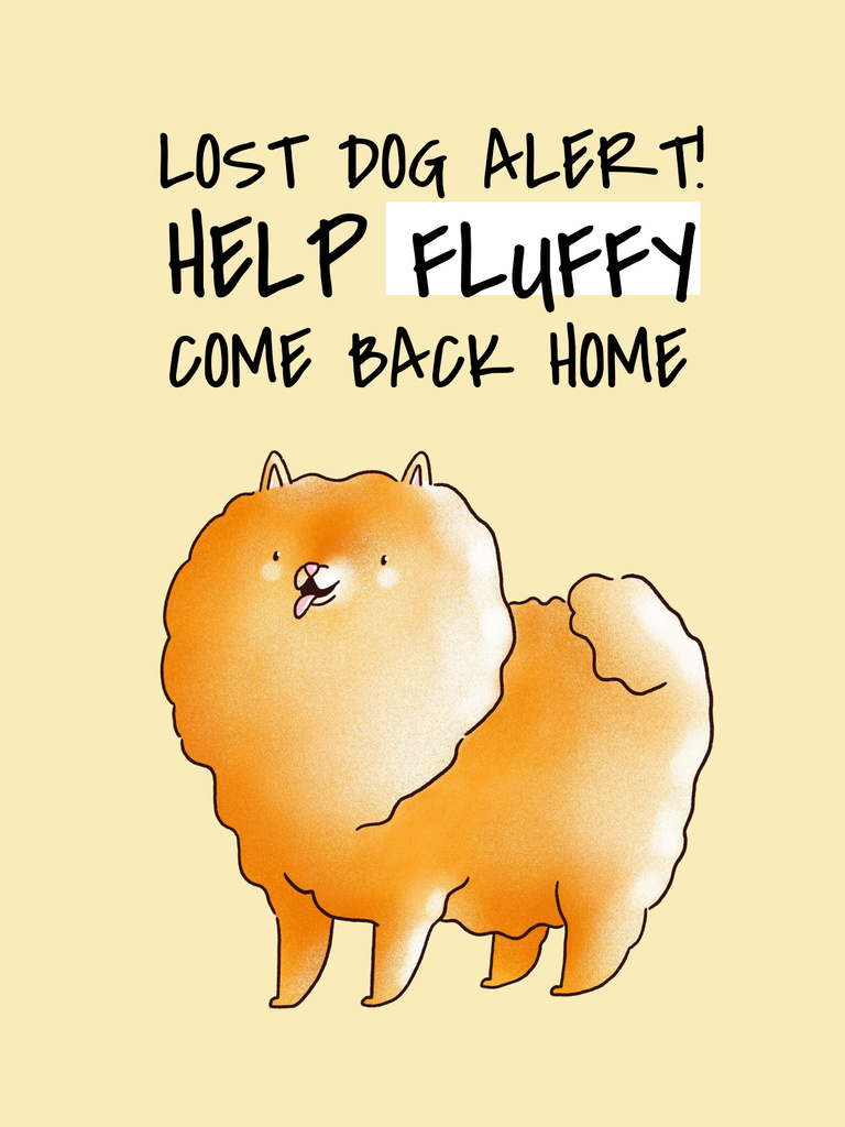 Cute Illustration of Lost Dog With Ask For Help Poster USデザインテンプレート