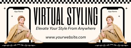 Virtual Styling Service Ad on Beige Facebook cover Design Template