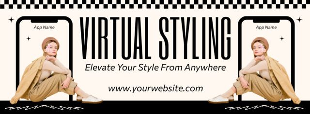 Template di design Virtual Styling Service Ad on Beige Facebook cover