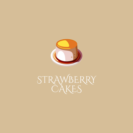 Platilla de diseño Strawberry Cakes Ad Logo 1080x1080px