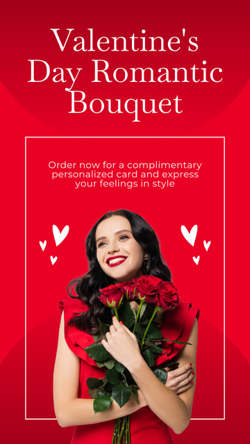Designvorlage Stunning Roses Bouquet Due Valentine's Day Offer für Instagram Story
