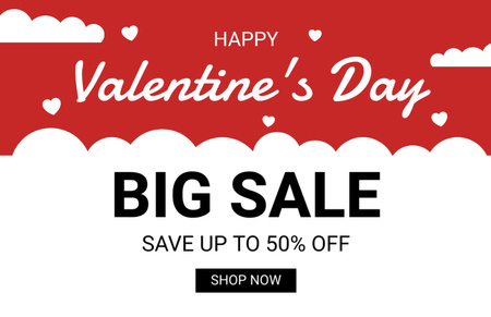 Valentine's Day Big Sale Announcement on Red Thank You Card 5.5x8.5in Design Template