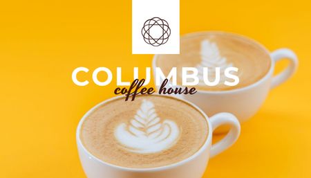Coffee House Ad with Cups of Cappuccino Business Card US – шаблон для дизайну