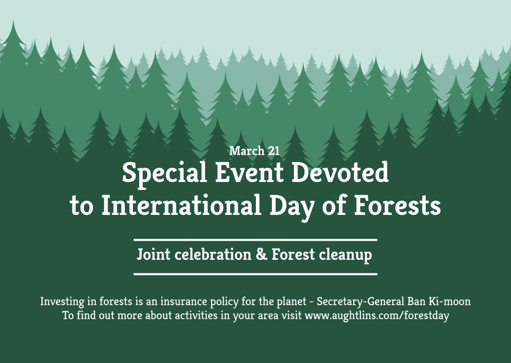 Designvorlage Special Event devoted to International Day of Forests für Card
