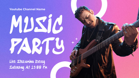 Musical Party with Guitarist with Electric Guitar Youtube Design Template