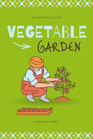 Gardener planting Vegetable Pinterest Design Template