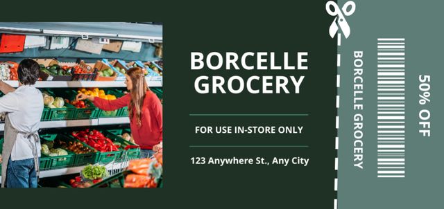 Plantilla de diseño de Grocery Store Ad with Various Fresh Vegetables Coupon Din Large 