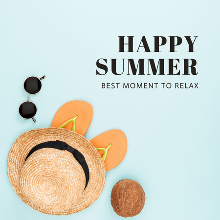 Inspirational Quote About Summer Vacation And Relax Instagram Design Template