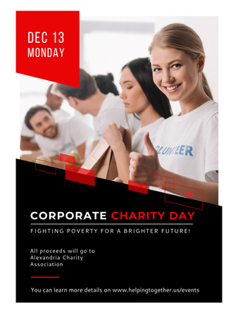 Corporate Charity Day announcement on red Poppy Poster 36x48in Modelo de Design