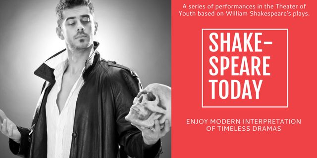 Theater Invitation Actor in Shakespeare's Performance Image Tasarım Şablonu