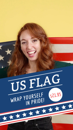 Mladá žena zabalená do americké vlajky TikTok Video Šablona návrhu