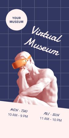 Szablon projektu ogłoszenie o wirtualnym zwiedzaniu muzeum Graphic