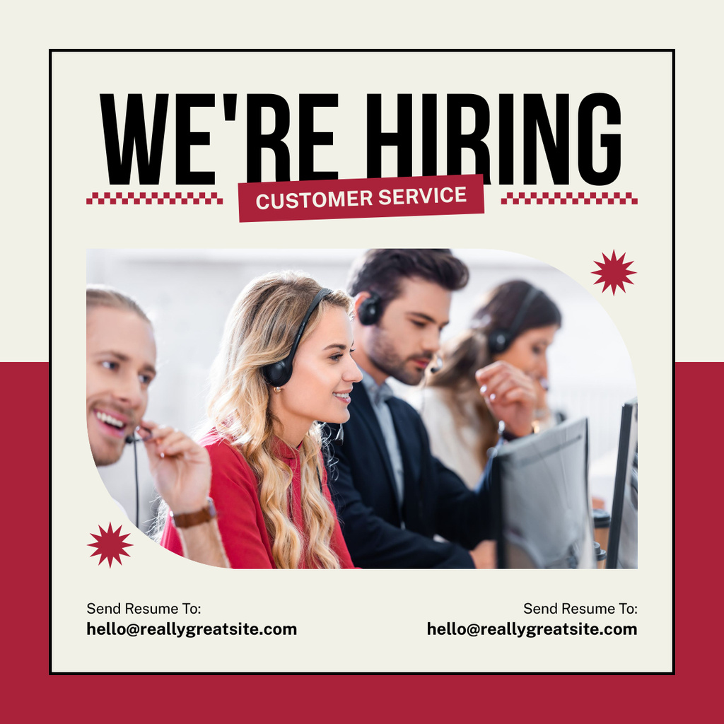 Modèle de visuel Hiring of Customer Services Support Specialists to Call Center - LinkedIn post