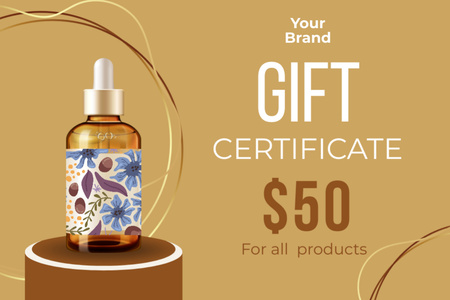 Ontwerpsjabloon van Gift Certificate van Cadeaubonaanbieding voor huidverzorging met serum