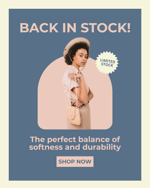 Designvorlage Clothes Sale with Woman in Cute Pink Hat für Instagram Post Vertical