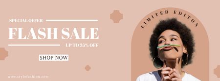Fashion Sale with Cute Woman Facebook coverデザインテンプレート