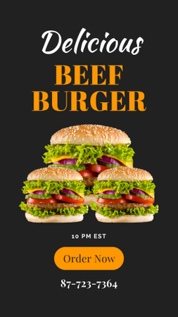 Delicious Beef Burgers Set Offer Instagram Story Design Template