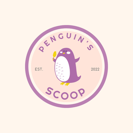 Funny Penguin with Ice Cream Logo tervezősablon