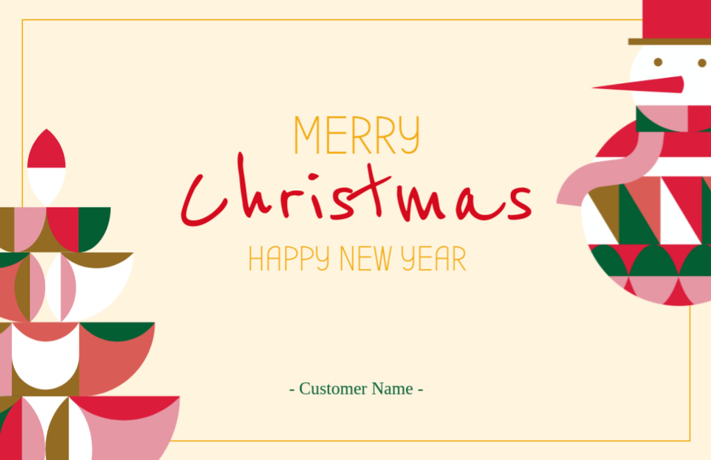 Template di design Geometric Illustrated with Holidays Greeting for Customer Thank You Card 5.5x8.5in