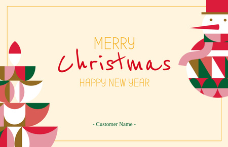 Ontwerpsjabloon van Thank You Card 5.5x8.5in van Geometric Illustrated Holidays Greeting for Customer