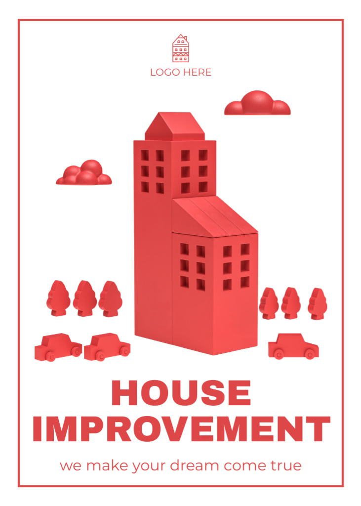 Szablon projektu Simple 3d Illustration on House Improvement Services Offer Flayer