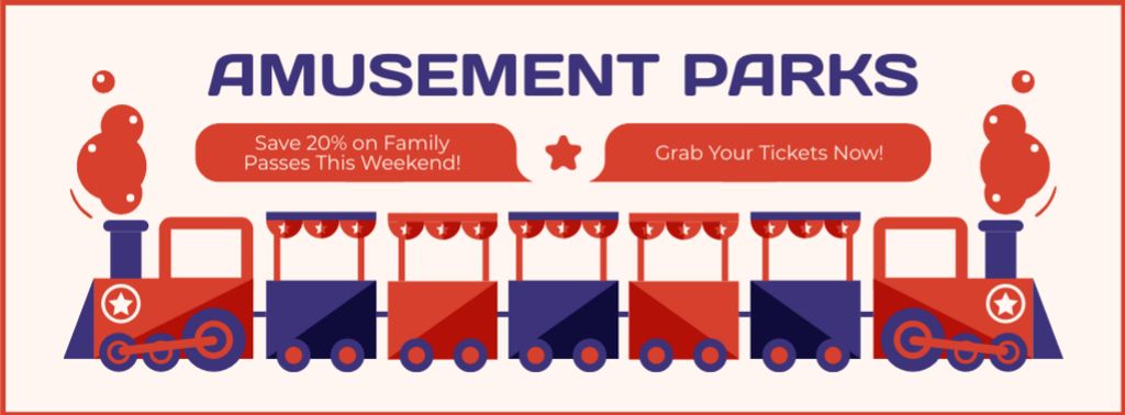Ontwerpsjabloon van Facebook cover van Amusement Park With Discount On Passes For Families On Weekend