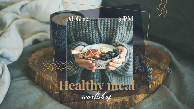 Designvorlage Woman holding meal with berries für FB event cover