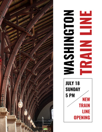 Train Line Opening Announcement with Station Flyer 8.5x11in Design Template