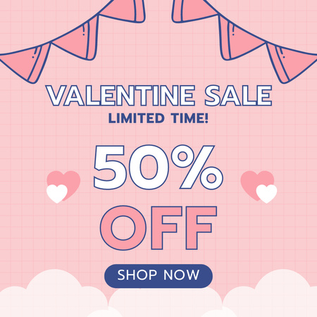 Valentine's Day Limited Sale Announcement Instagram AD Design Template