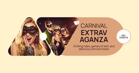 Thrilling Carnival With Masks And Spotlights Facebook AD Design Template