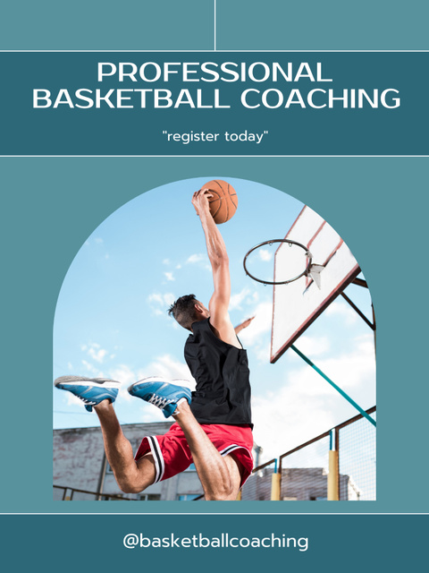 Professional Basketball Coaching Ad Poster US – шаблон для дизайна