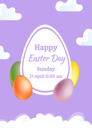 Cute Easter Holiday Greeting Poster Design Template
