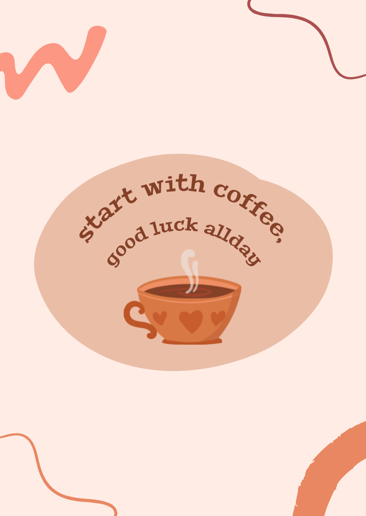 Cafe Promotion With Coffee Cup For Morning Postcard A6 Vertical Šablona návrhu