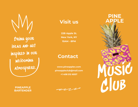 Template di design promozione music club con ananas Brochure 8.5x11in
