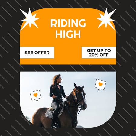 Kedvezményes ajánlat a lovas edzésekre Instagram AD tervezősablon