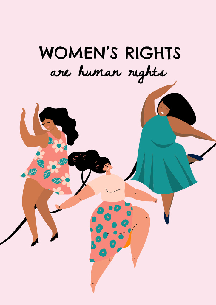 Promoting Equal Rights for Women With Illustration Poster Modelo de Design