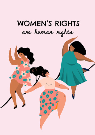 Promoting Equal Rights for Women With Illustration Poster tervezősablon