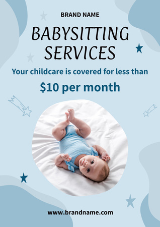 Cute Newborn Baby in Crib Poster Design Template