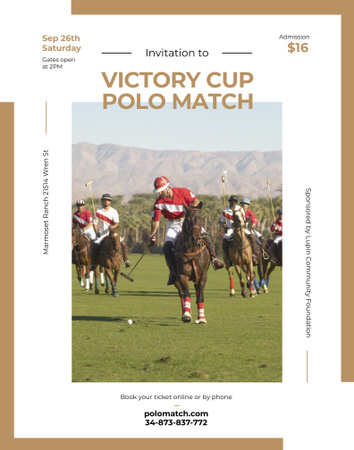 Polo match invitation with Players on Horses Poster 22x28in Design Template
