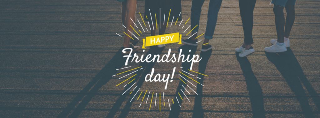 Friendship Day Greeting with Young People Together Facebook cover Design Template