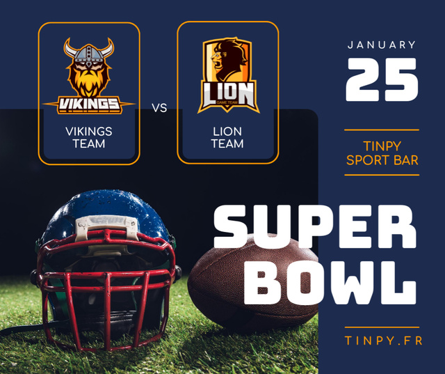 Designvorlage Super Bowl Match Ball and Helmet on field für Facebook
