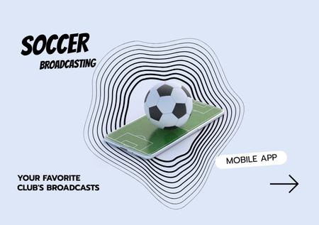 Soccer Broadcasting in Mobile App Flyer A5 Horizontal Design Template