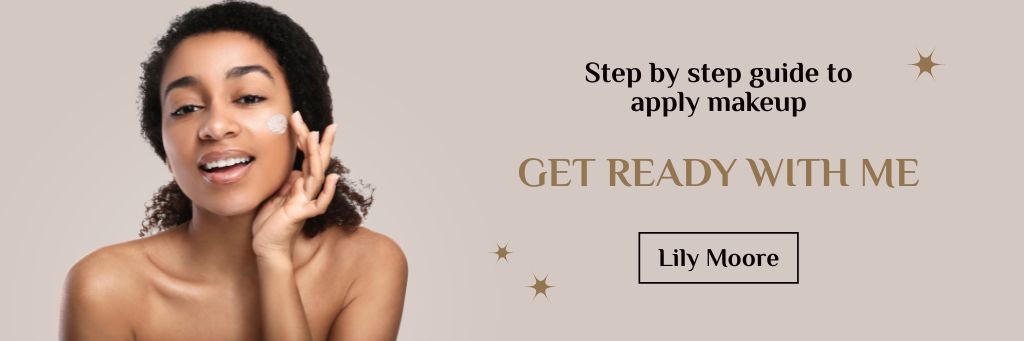 Designvorlage Makeup Tutorial Ad with Woman applying Cream für Email header